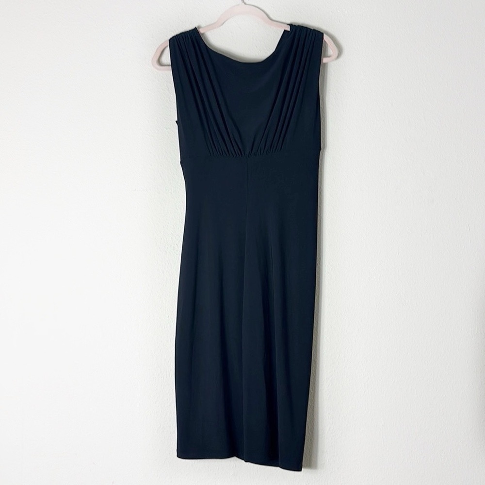 Lauren Ralph Lauren black Sleeveless Faux Wrap side ruching knit dress sz 8